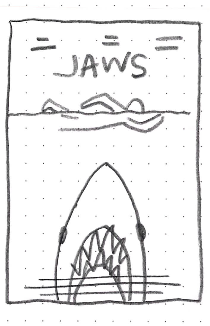A sketch of the movie poster for Jaws