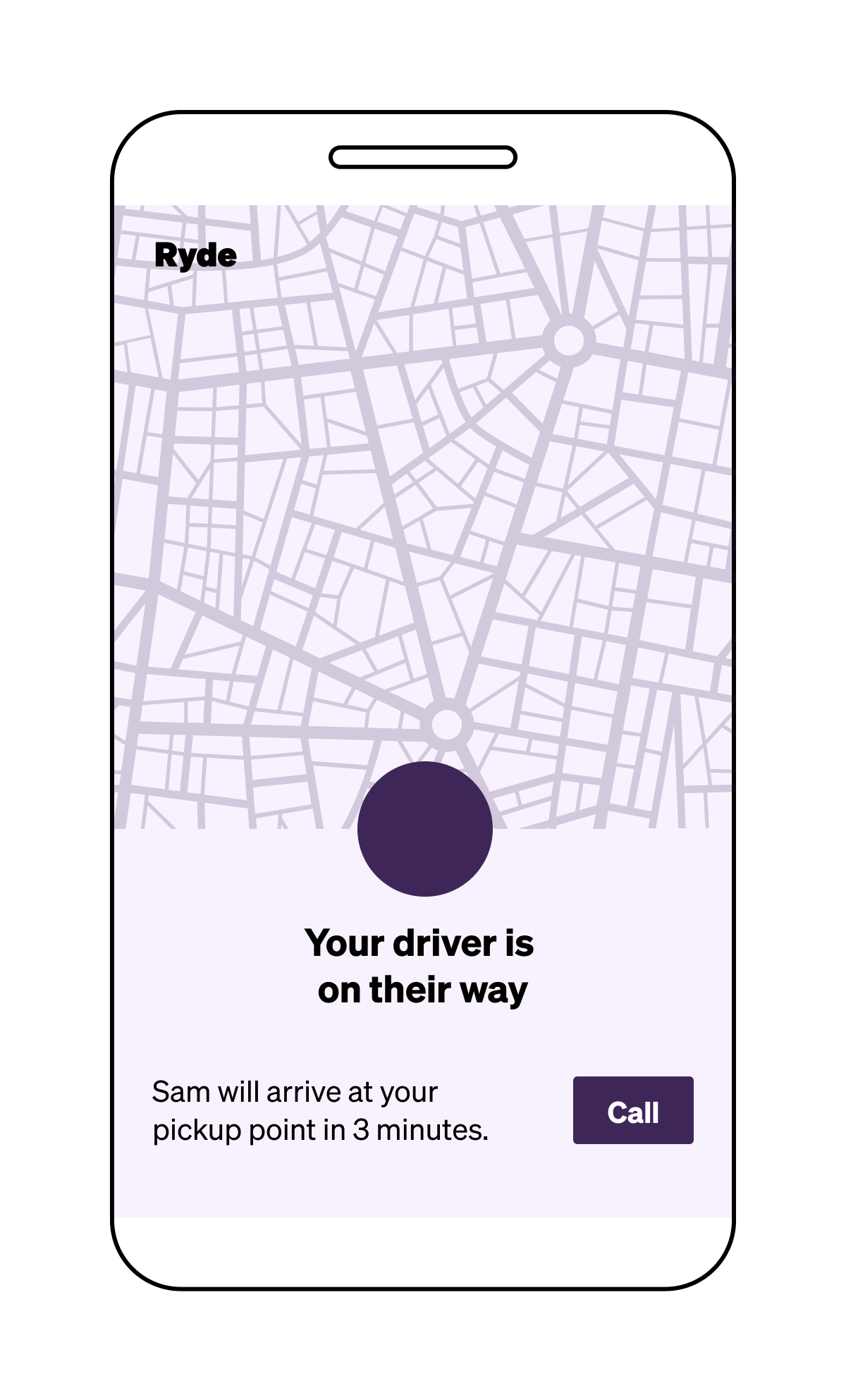 Illustration of taxi-booking app screen
