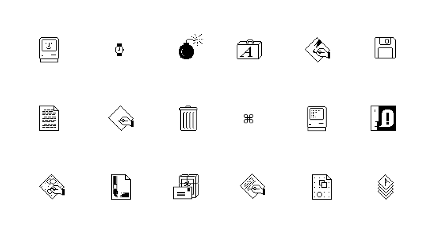 Susan Kare icons for the first Mac
